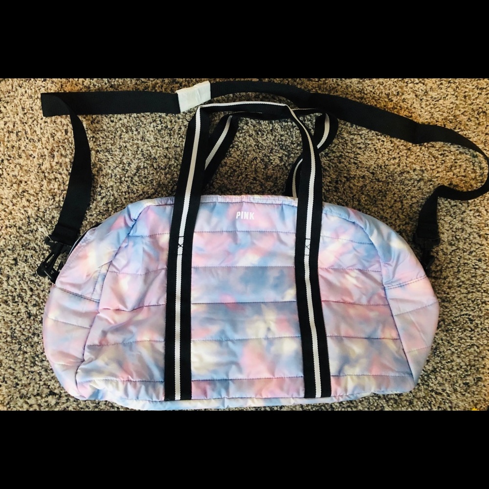 Pink duffle bag